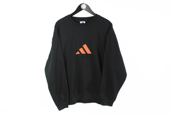 Vintage Adidas Sweatshirt Large black big logo 90s crewneck authentic retro style 