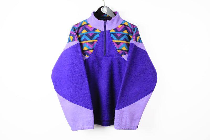 Vintage Fleece 1/4 Zip XLarge purple 90s sport style retro wear ski sweater