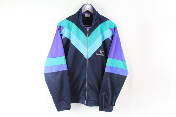 Vintage Sergio Tacchini Track Jacket Large blue purple 90s Italy sport brand