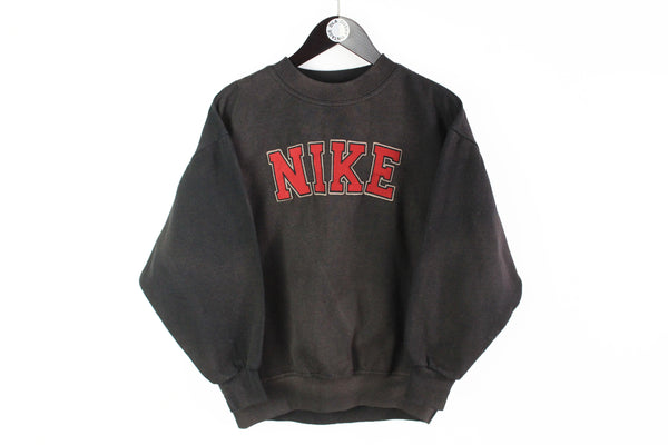 Vintage Nike Sweatshirt Women's Small black big logo 90s sport style crewneck 
