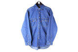 Vintage Levi's Shirt Medium blue denim USA jean blouse 90s 