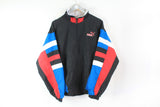Vintage Puma Track Jacket XLarge black red blue multicolor 90s sport windbreaker