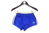 Vintage Adidas Shorts Women’s Small blue cotton 80s retro sport athletic classic 3 stripes shorts