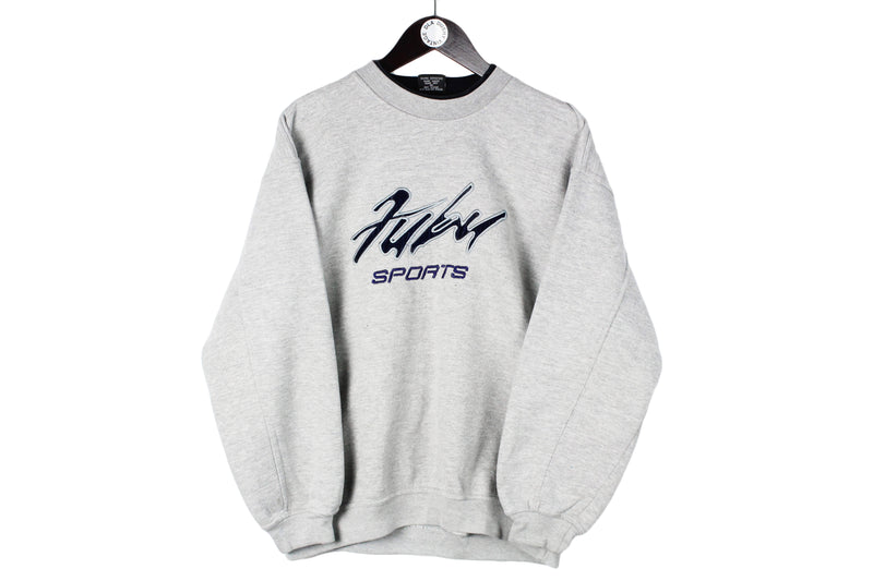 Vintage Fubu Sweatshirt Medium gray big logo Sports crewneck 90s hip hop