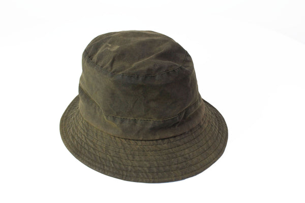 Vintage Barbour Waxed Bucket Hat green 90s style cap