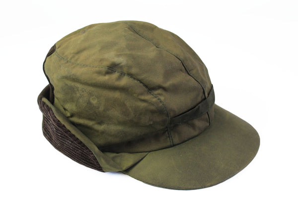 Vintage Barbour Waxed Cap green hunting 90's retro style authentic hat