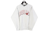 Vintage Chicago Bulls Starter Sweatshirt Large white big logo NBA basketball 90s retro sport USA crewneck