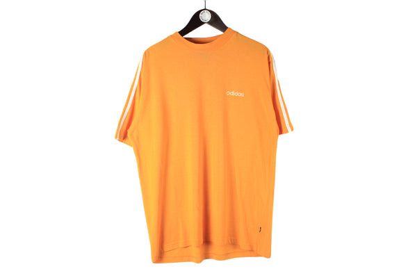 Vintage Adidas T-Shirt XLarge orange 90s retro sport light wear oversize cotton shirt
