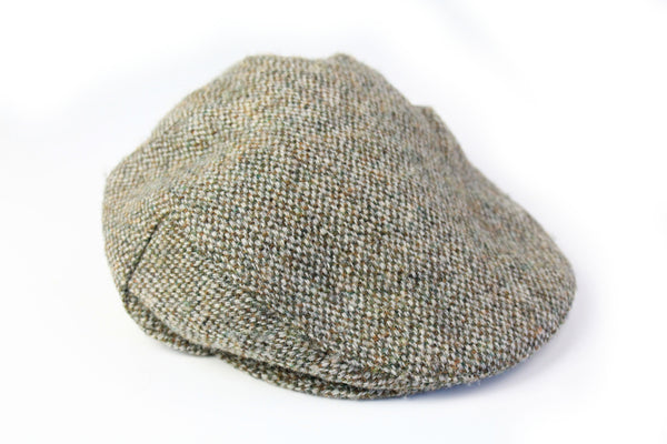 Vintage Harris Tweed Newsboy Cap wool gray hat 90's style made in UK