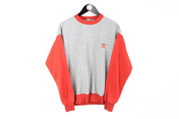 Vintage Adidas Sweatshirt Small gray red 90s sport style crewneck authentic athletic jumper