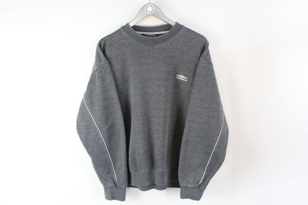 Vintage Umbro Sweatshirt Medium gray small logo 90s sport jumper made in UK