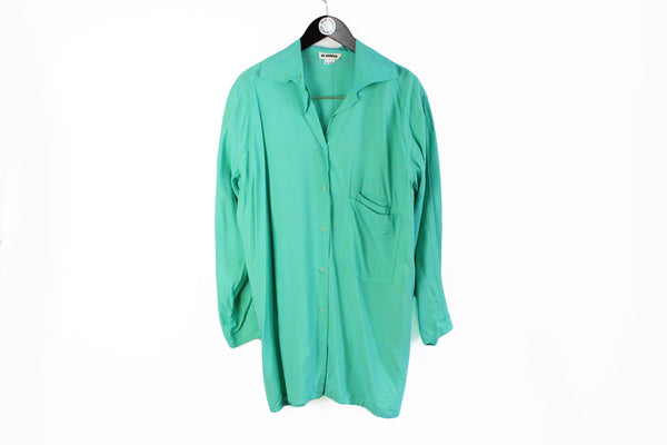 Vintage Jil Sander+ Blouse Women's 40/46 green long dress 90s streetwear
