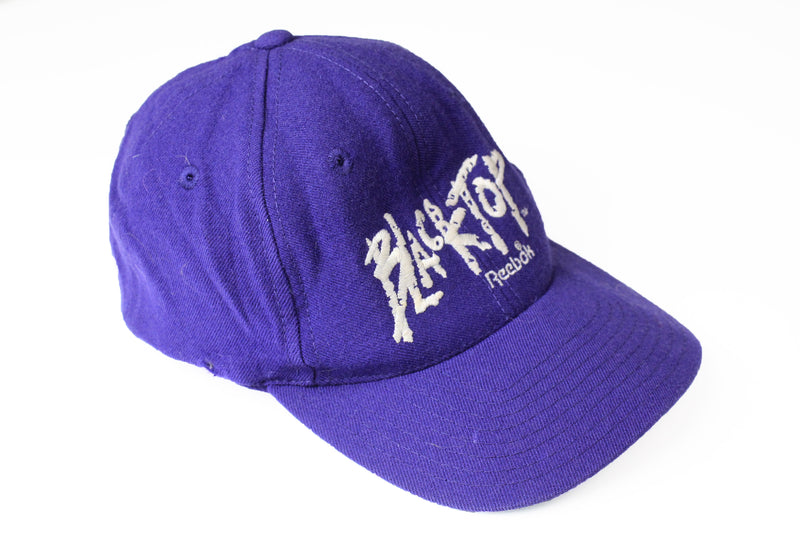 Vintage Reebok Blacktop Cap big logo purple 90s sport hat wool