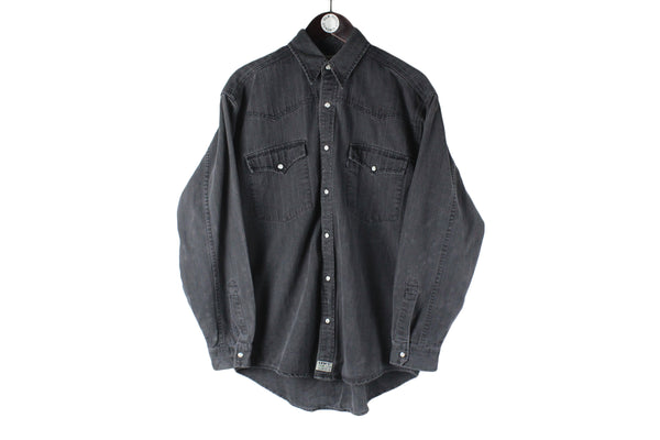 Vintage Levi's Shirt Medium black snap buttons 90s retro oversize blouse