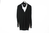 T by Alexander Wang Combo V-Neck Long Sweater Women's Oversize Small black white authentic streetwear