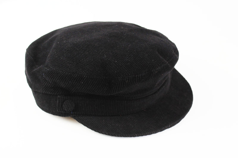 Vintage Kangol Newsboy Cap black corduroy 90's authentic retro style hat