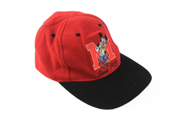 Vintage Mickey Mouse Disney Cap red 90's red big logo hat