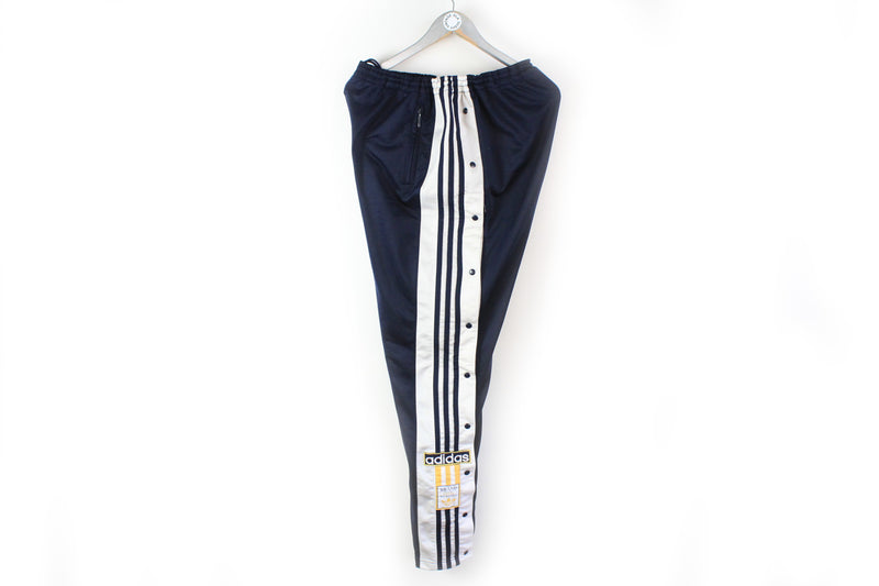 Vintage Adidas Track Pants XLarge navy blue yellow rare 90s sport pants