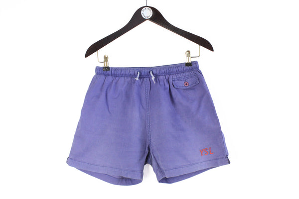 Vintage Yves Saint Laurent Shorts Small purple swimming 90s YSL logo classic summer shorts