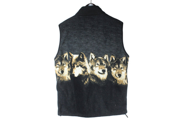 Vintage Wolf Fleece Vest Medium