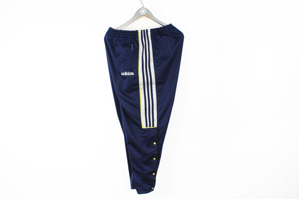 Vintage Adidas Track Pants Large navy blue snap button 90s pants