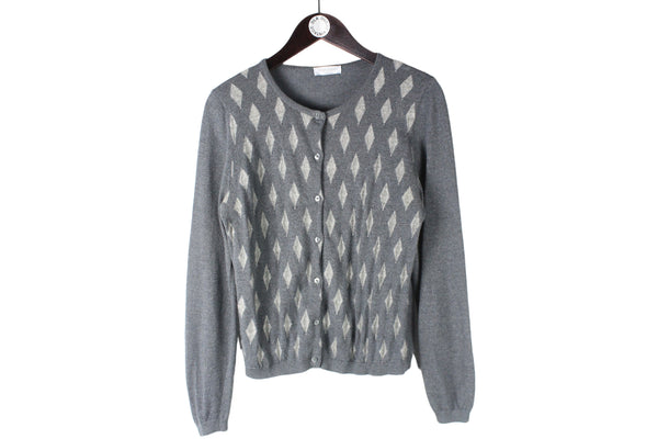 Gran Sasso Cardigan Women's 46 wool cashmere gray authentic luxury sweater