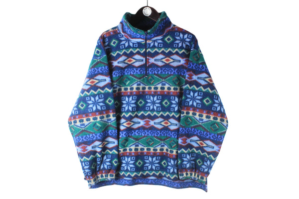 Vintage Fleece 1/4 Zip Small multicolor blue 90s retro sport style sweater