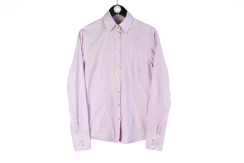 Kiton Shirt Women’s 48 purple striped blouse classic ladies sartorial brand