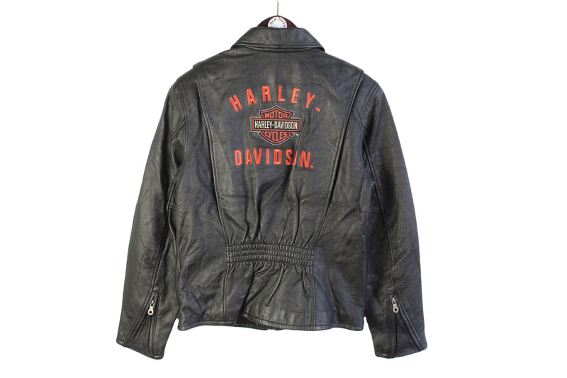 vintage HARLEY DAVIDSON Motor Cycle women's Leather Jacket Size M motorcycle authentic rare retro 90s 80s heavy American Legend clothing