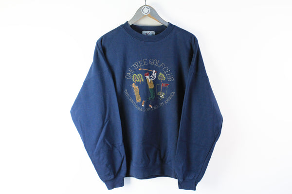 Vintage Golf Vinci Sweatshirt Medium navy blue Oak Tree Golf Club sport jumper 90s