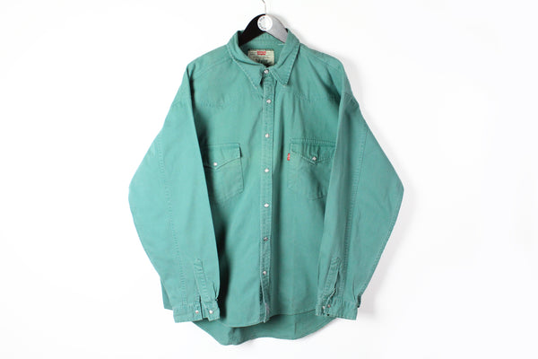 Vintage Levis Shirt XXLarge green button up 90s denim cotton oversize