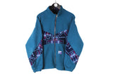 Vintage Fleece Full Zip Small blue 90's winter sweater retro style jumper
