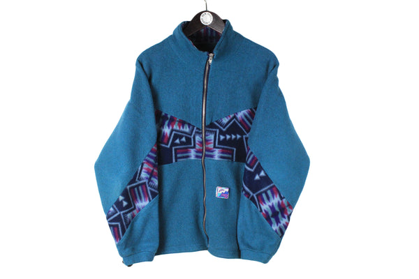 Vintage Fleece Full Zip Small blue 90's winter sweater retro style jumper