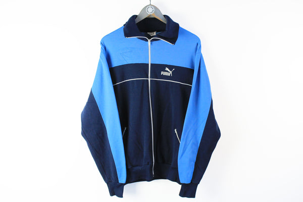 Vintage Puma Track Jacket Large blue 80s classic sport windbreaker
