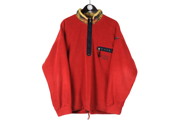 Vintage Think Pink Fleece 1/4 Zip Large / XLarge red 90's ski sweater outdoor jumper