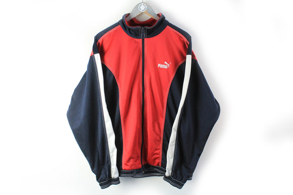 Vintage Puma Track Jacket XLarge navy blue red sport 90s jacket Germany style classic