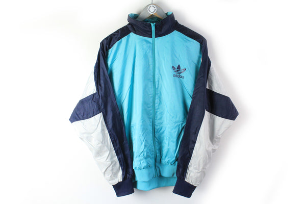 Vintage Adidas Track Jacket Medium blue gray 90s sport lightwear windbreaker