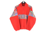 Vintage Fleece Half Zip Small red multicolor C&A 90s retro sweater