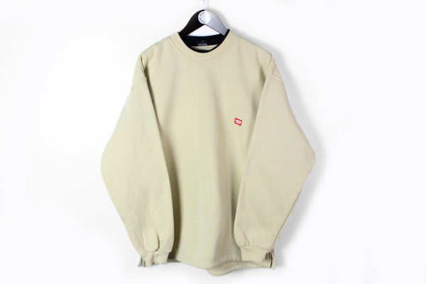 Vintage Diesel Sweatshirt Small beige bootleg 90s small logo retro wear