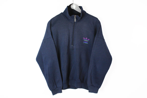 Vintage Adidas Sweatshirt Half Zip Small navy blue small logo 90s retro style jumper