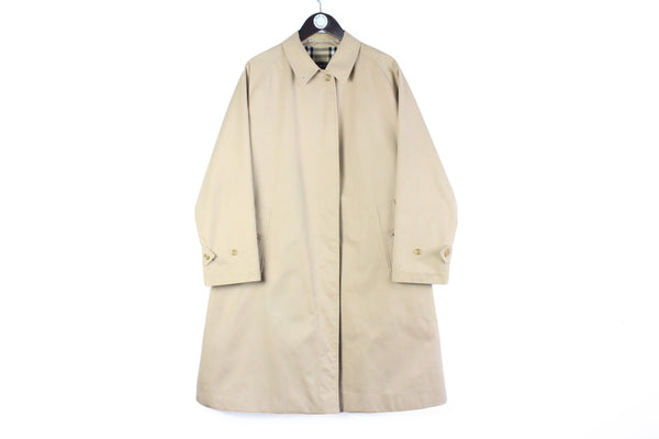 Vintage Burberrys Trench Coat Women’s XLarge beige 90s made in England London brand classic nova check lining 
