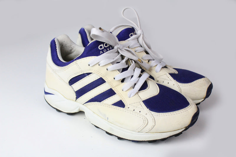 Vintage Adidas Advanced Sneakers EUR 37 1/3 white blue 90s sport style retro trainers shoes