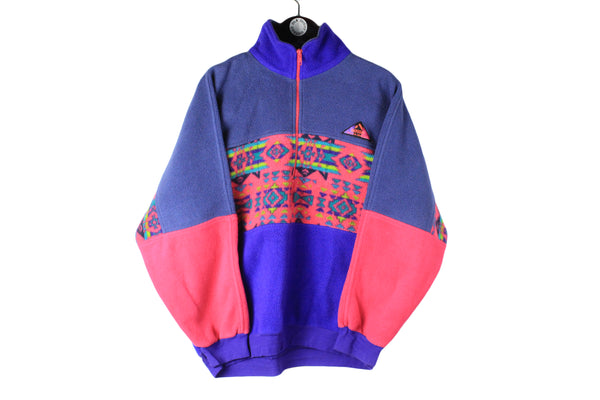 Vintage Fleece Medium size men's multicolor sweatshirt half zip purple pink basic sport wear authentic athletic clothing winter warm long sleeve 90's 80's style outdoor extreme ski mountain acid hipster outfit Polarlite