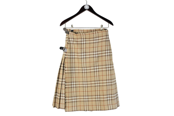 Vintage Burberrys Skirt plaid nova check 90's classic luxury made in England brown wool skirt