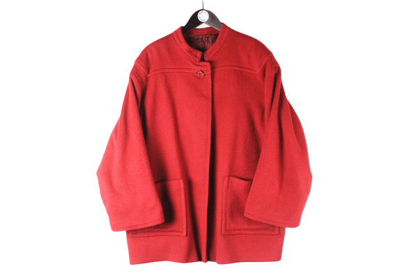 Vintage Gianfranco Ferre Coat Women's XLarge wool red 90s classic luxury winter jacket