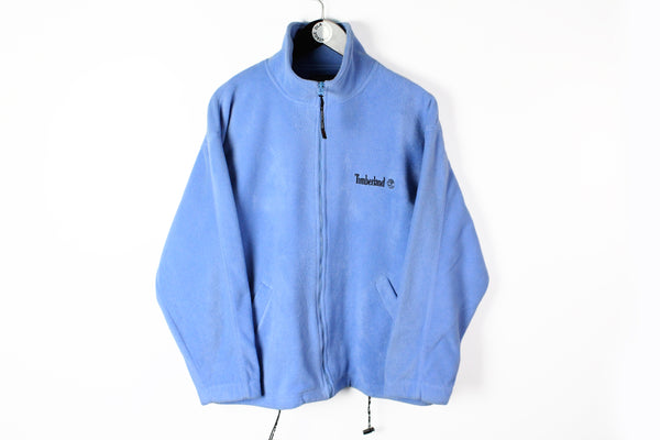 Vintage Timberland Fleece Full Zip Women's Large / XLarge 90s blue small logo Waterproof collection sweater