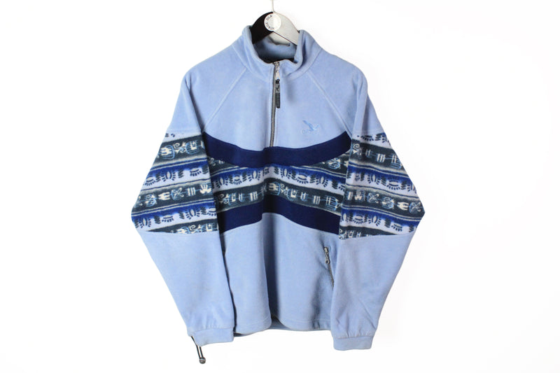 Vintage Salewa Fleece 1/4 Zip Large Polarlite blue abstract pattern outdoor 90s sweater 