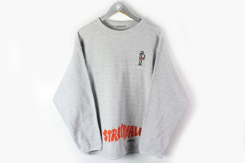 Vintage Adidas Streetball Sweatshirt Medium gray big logo 90s sport basketball jumper