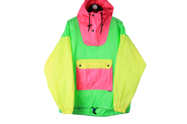 Vintage K-Way Jacket Large / XLarge size men's multicolor colorway windbreaker hooded rain resist parka acid retro rare wear 90's streetwear hipster outfit