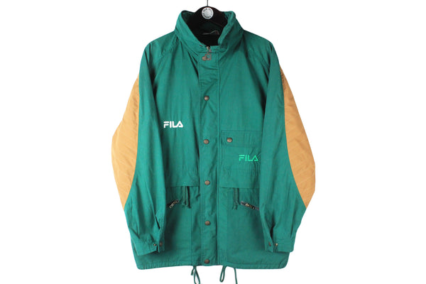 Vintage Fila Jacket Large green ski style big logo 90s retro windbreaker